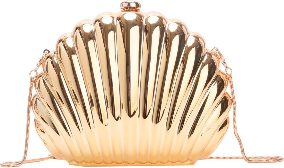 Glitter Seashell Evening Clutch Purse Mini Chain Shoulder Bag Acrylic Shell Pearl Crossbody Bag | Amazon (US)