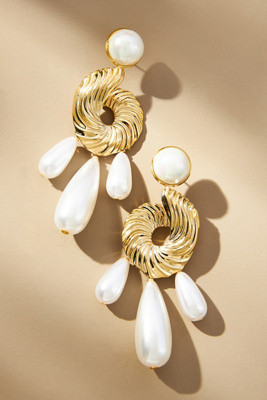 Twisted Metal Pearl Drop Earrings | Anthropologie (US)