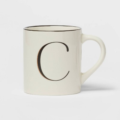 16oz Stoneware Monogram C Mug Ivory - Threshold™: Initial Coffee Mugs, Microwave & Dishwasher Safe | Target