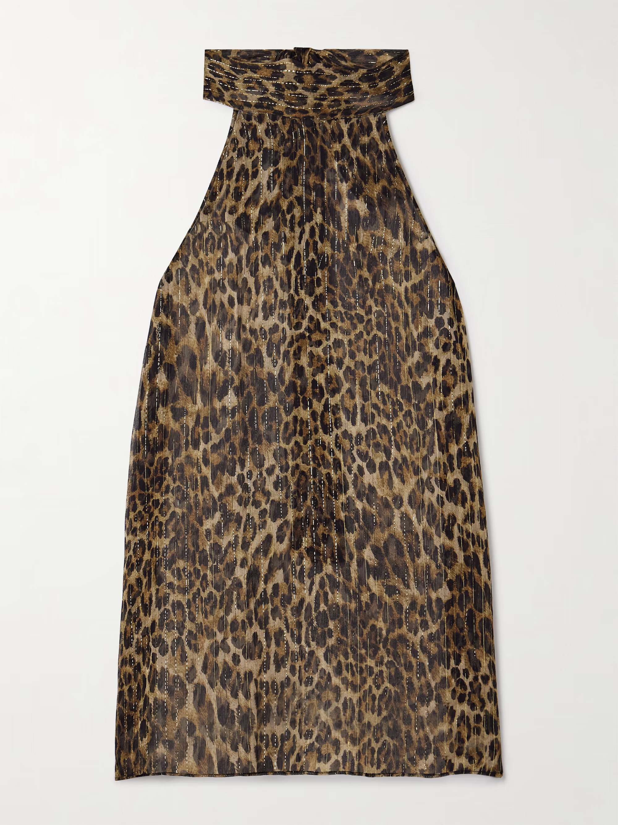 Alla tie-neck leopard-print metallic silk-crepon halterneck top | NET-A-PORTER (US)