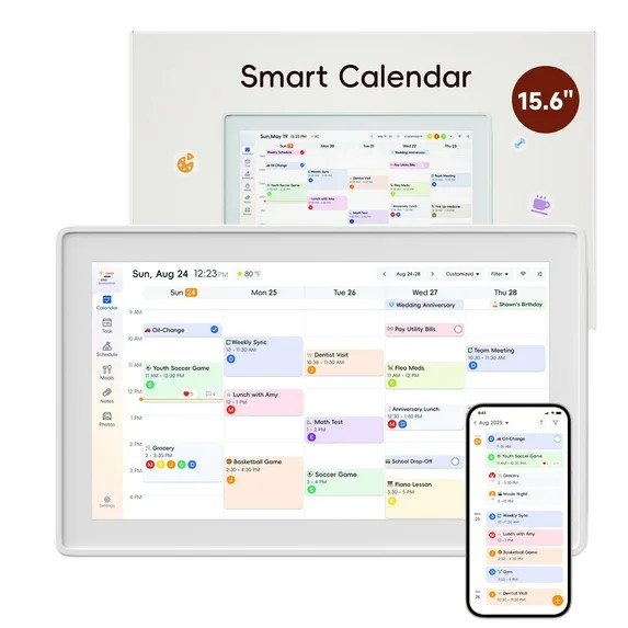 Acpouw 15.6in All-in-One Touchscreen Family Digital Calendar and Chore Chart, Smart Sync Interact... | Walmart (US)