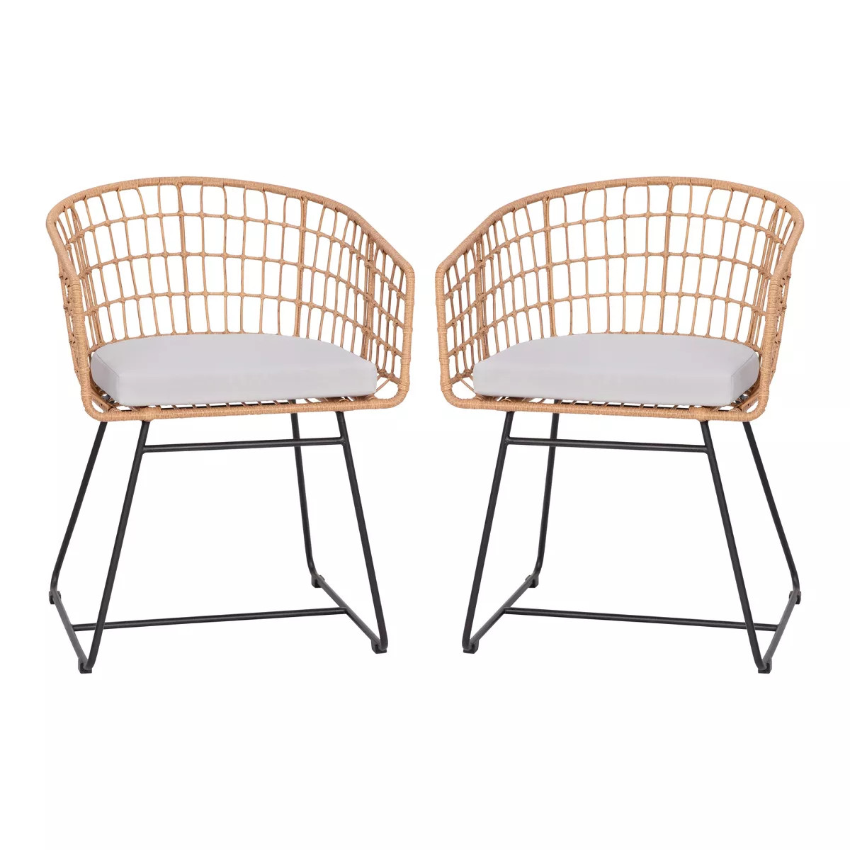 Flash Furniture Devon Set of 2 Indoor/Outdoor Patio Boho Club Chairs, Rope with PE Wicker Rattan,... | Target