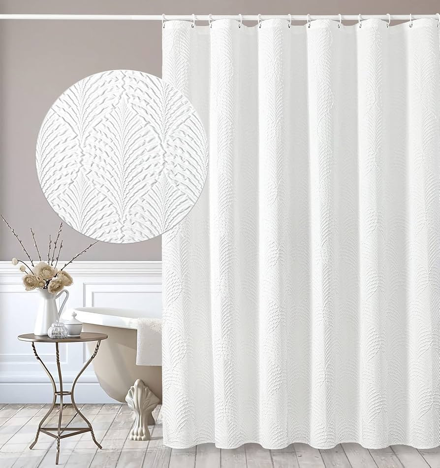 Gibelle White Shower Curtain for Bathroom, Farmhouse Bath Curtain 72x72 | Amazon (US)