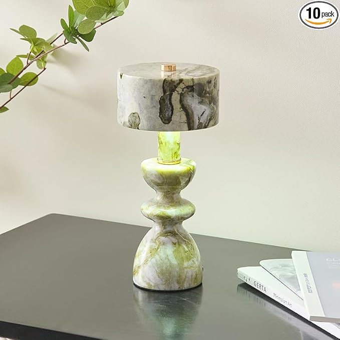 Mid Century Modern Marble Table Decor Lamp with Colors LED Light Bulb，TYPE C Charging, Touch Sw... | Amazon (US)