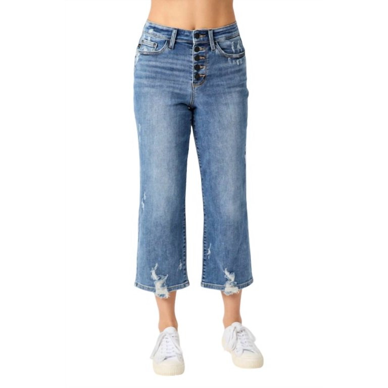 Judy Blue Hemingway Button Fly Wide Leg Crop Jean | Walmart (US)