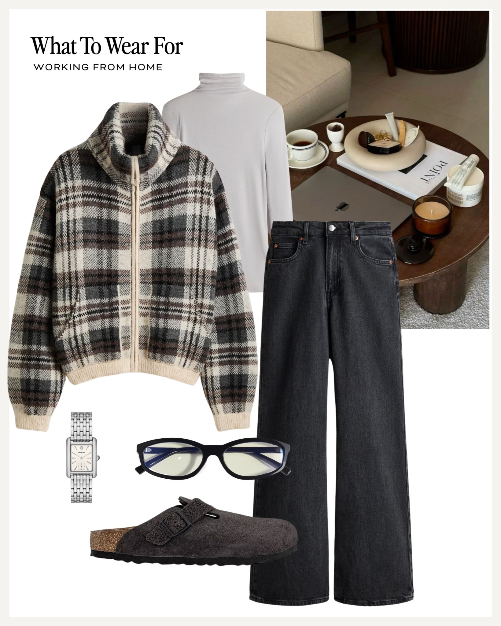 Working from home 💻 

H&M new in / winter outfits / comfy style / black jeans / checked knit / Birkenstocks 

#LTKwinter #LTKuk