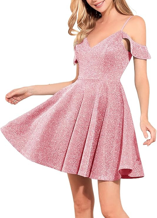 Women‘s Sparkly Mini Dress Off The Shoulder Vintage Cocktail 1950s Retro Tea Party Swing Short ... | Amazon (US)