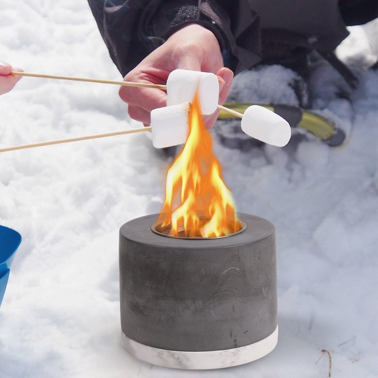 ZIB Tabletop Fire Pit Portable Fireplace Real Flame Burning Smokeless Ashless Dark Grey Cement | Walmart (US)