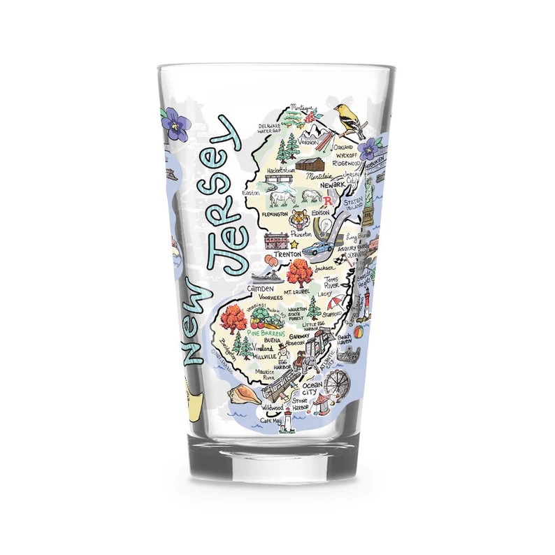 New Jersey Map Glass: Embossed State Souvenir, 16 oz | Etsy (US)