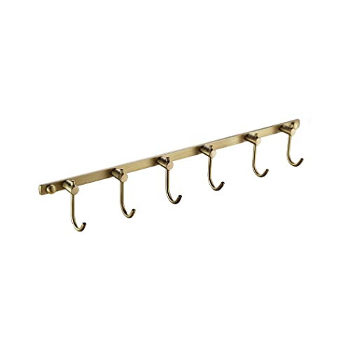 WINCASE Brass Hook Rack, Bathroom Towels Hooks Coat Rack, Antique Bath Wall Hook Vintage Mounted Brushed Brass 6 Hooks | Amazon (US)
