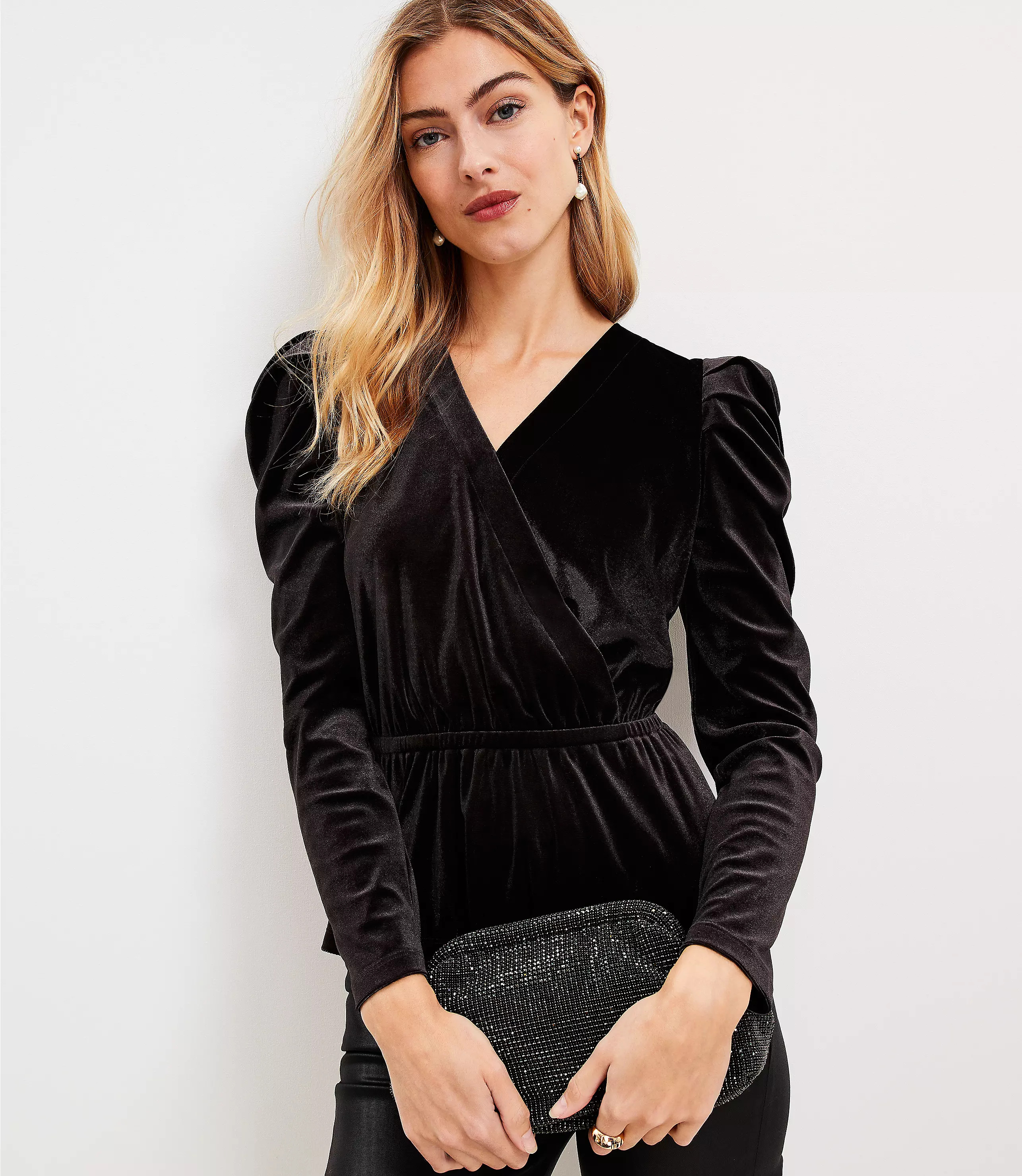 Velour Wrap Top | LOFT