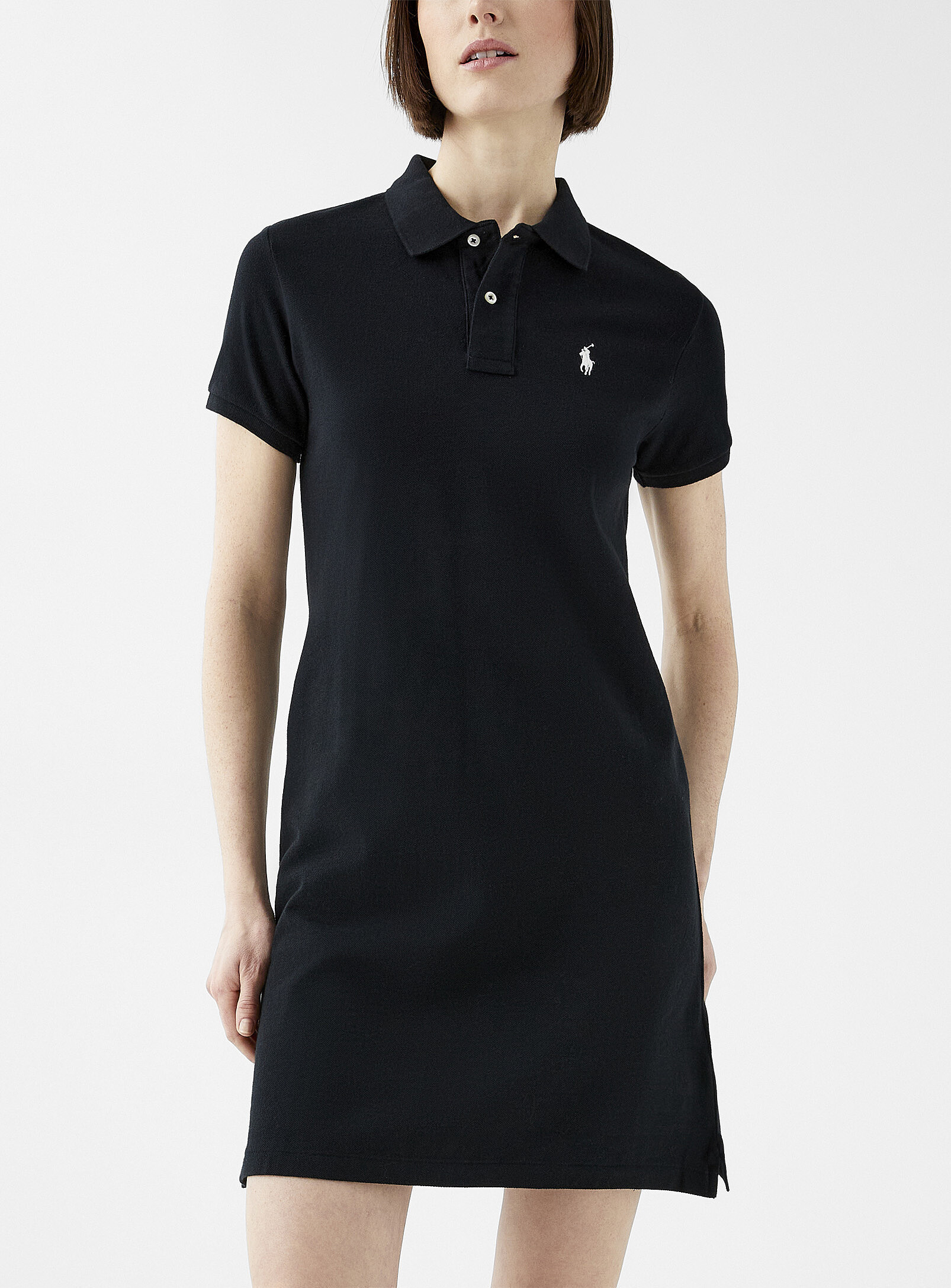 Polo Ralph Lauren - Signature crest polo mini dress (Women, Black, LARGE) | Simons
