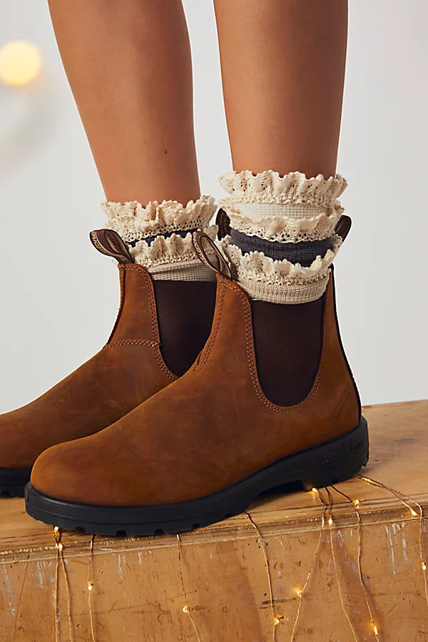 Beloved Waffle Knit Ankle Socks by Free People, Shark, One Size | Free People (Global - UK&FR Excluded)
