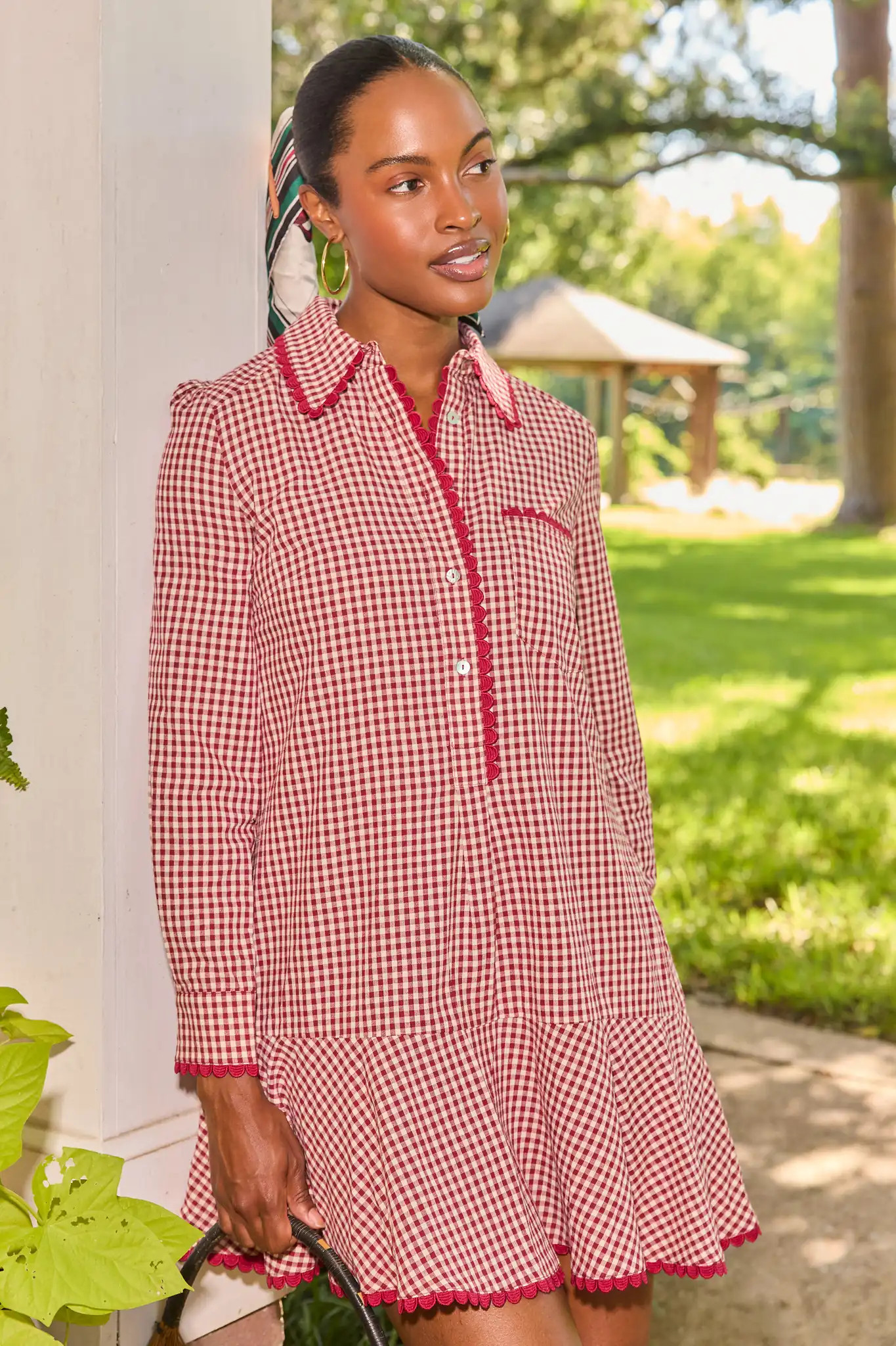 Meagan Red Gingham Drop Waist Dress | Avara