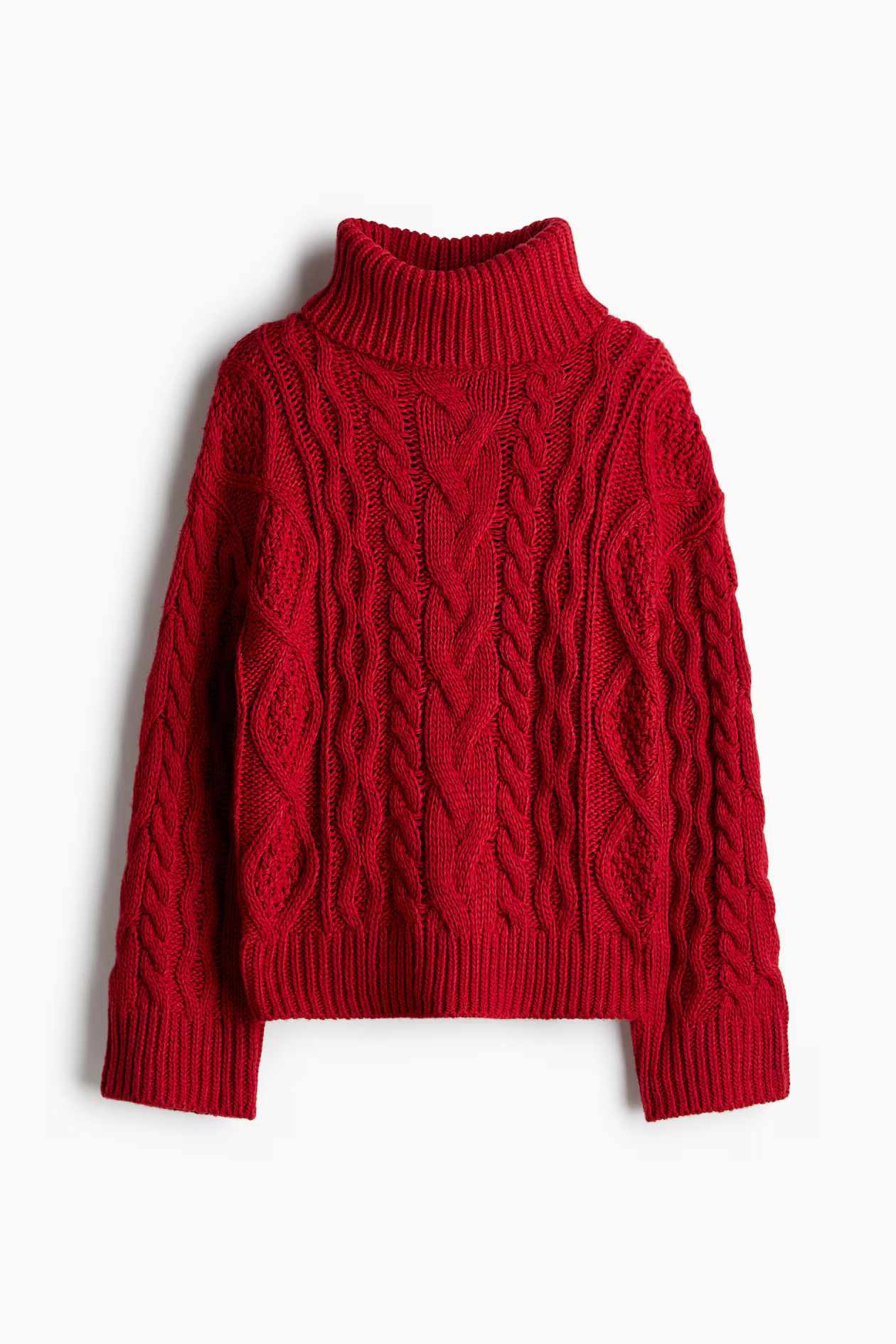 Jersey de cuello alto en punto trenzado - Rojo - MUJER | H&M ES | H&M (FR, IT, ES, PT, BE)
