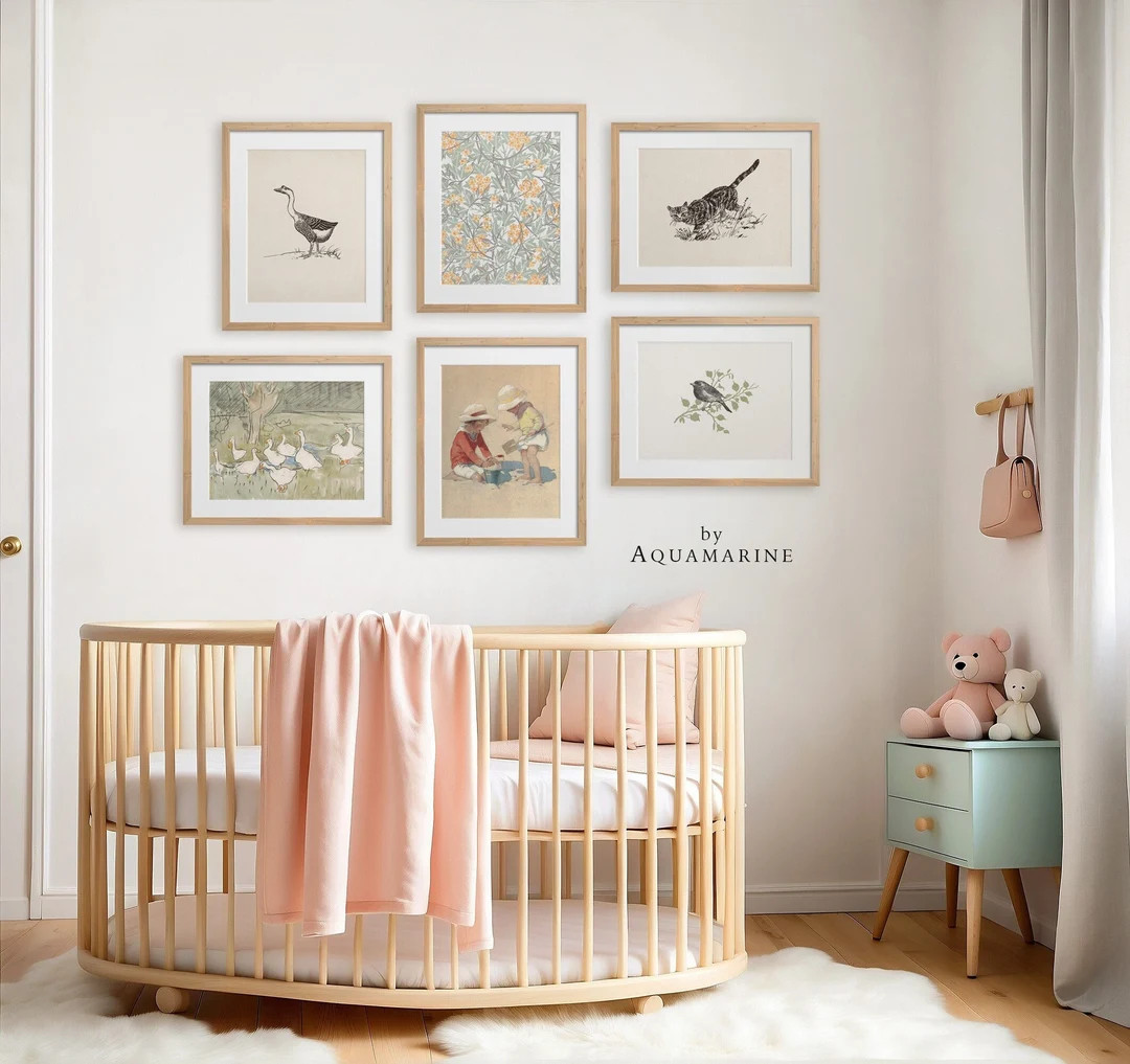 Vintage Nursery Wall Art, Nursery Gallery Wall Art, Nursery Decor, Nursery Prints, Neutral Wall A... | Etsy (US)