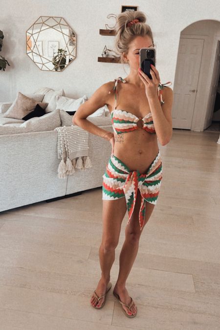 Wearing a small in top and bottom and sarong

#LTKSeasonal #LTKswim #LTKstyletip