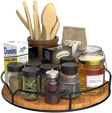 Lazy Susan Turntable Organizer for Cabinet Pantry Kitchen Countertop Refrigerator Cupboard, Pine ... | Amazon (US)