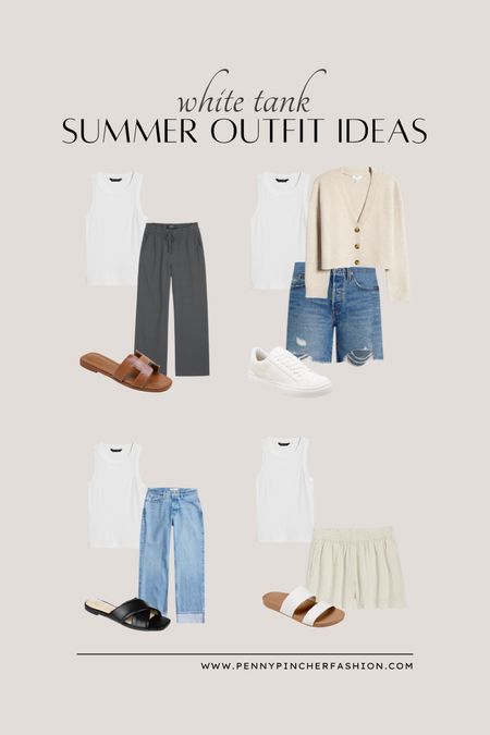 White tank outfit ideas for summer. Summer capsule wardrobe outfits! More on Penny pincher fashion blog

#LTKstyletip #LTKshoecrush #LTKfindsunder100