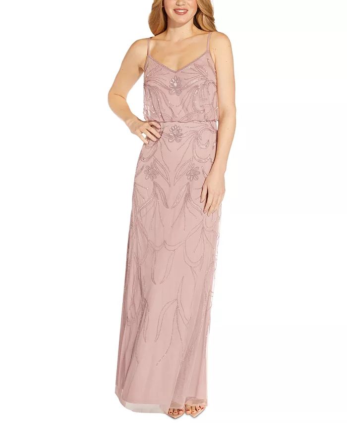 Adrianna Papell Petite Sleeveless Beaded Blouson Gown & Reviews - Dresses - Petites - Macy's | Macys (US)