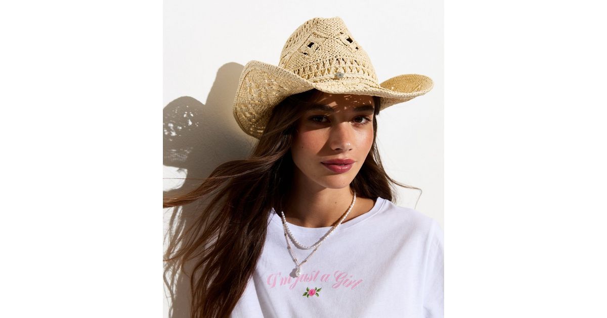 Stone Straw Effect Western Hat | New Look | New Look (UK)