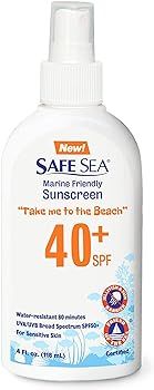 Safe Sea Jellyfish Sting-Blocking Sunscreen, SPF 40+ Spray 4 Fl oz, Waterproof, Biodegradable, Co... | Amazon (US)