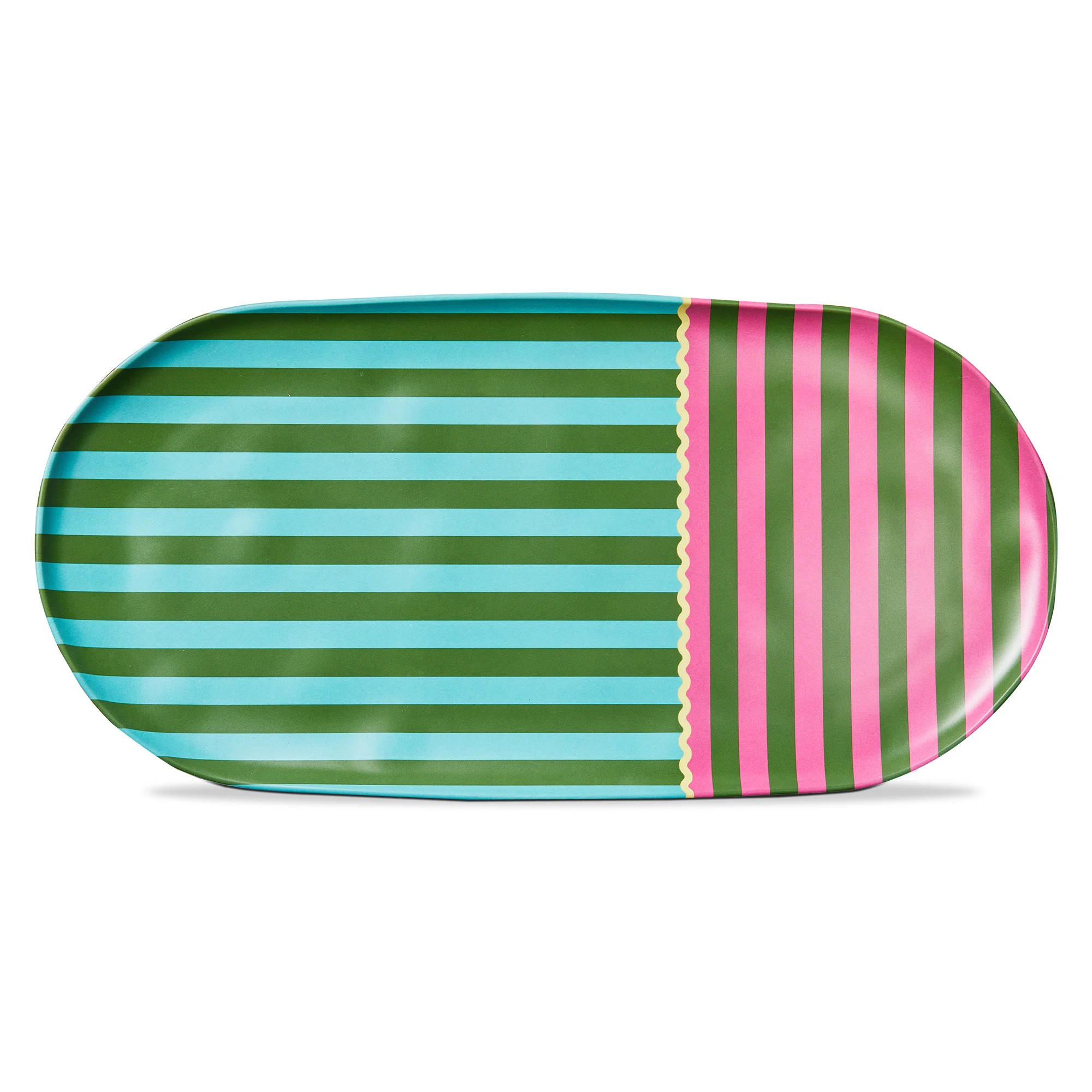 Cabana Stripe Melamine Platter Green Everyday | Wayfair North America