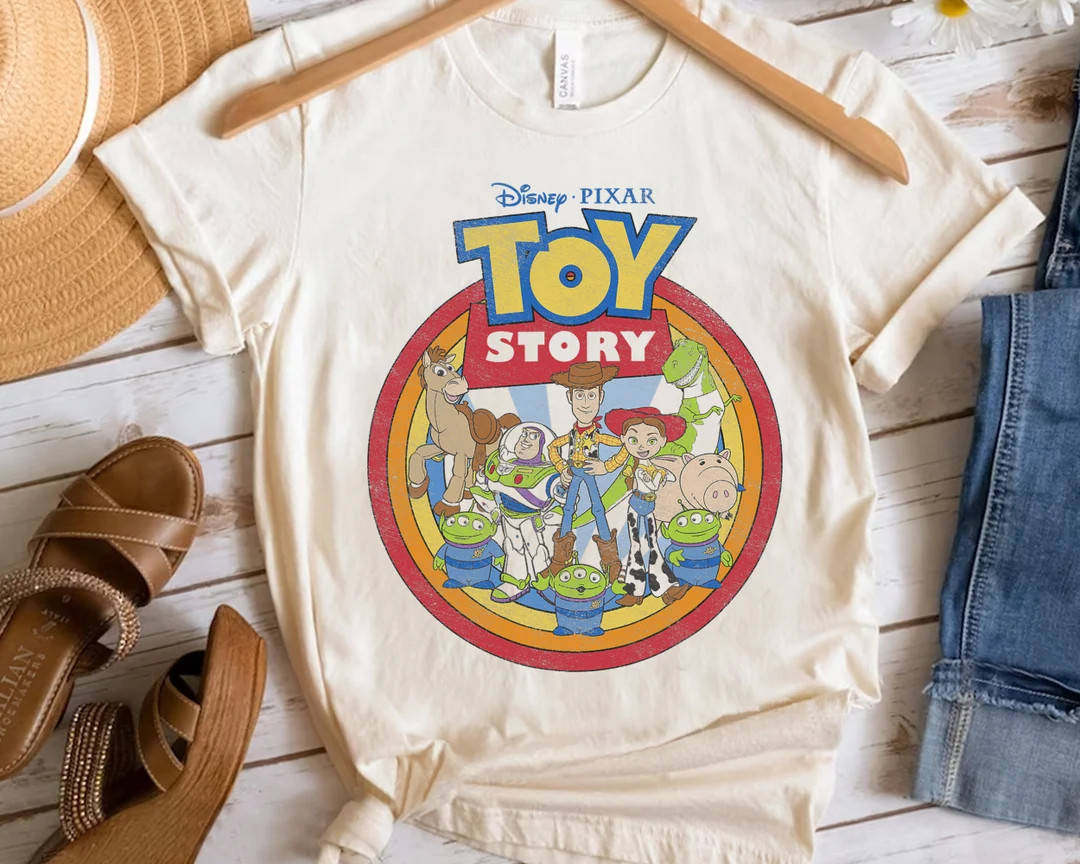 Retro Disney Pixar Toy Story Vintage Circle Portrait Logo  Shirt, Unisex T-shirt Family Birthday ... | Etsy (US)