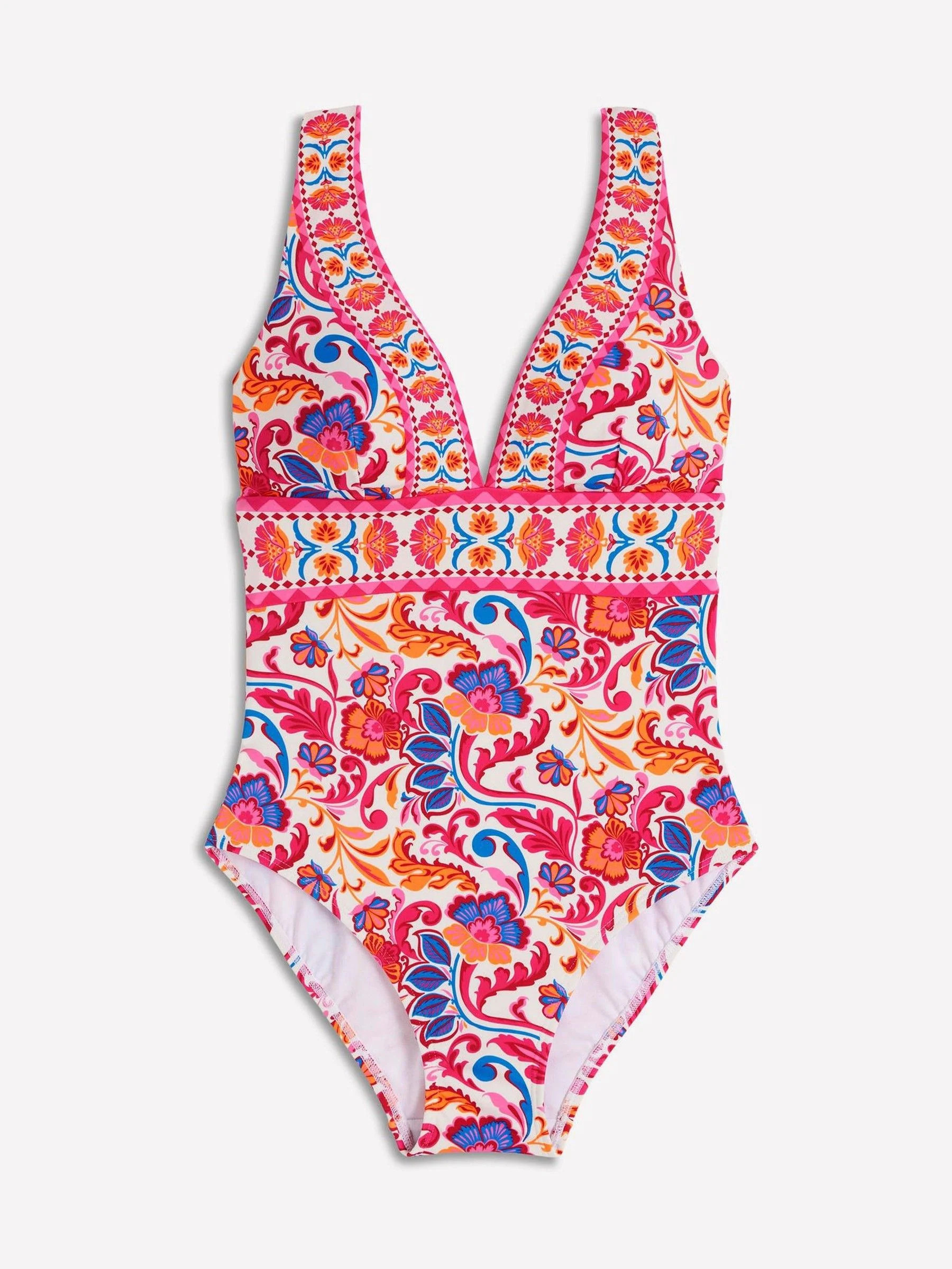 Boden Boden Pink Porto V-Neck Swimsuit | Next US