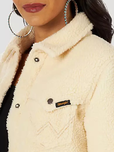 Women's Wrangler® Retro Cozy Sherpa Snap Jacket in sherpa | Wrangler