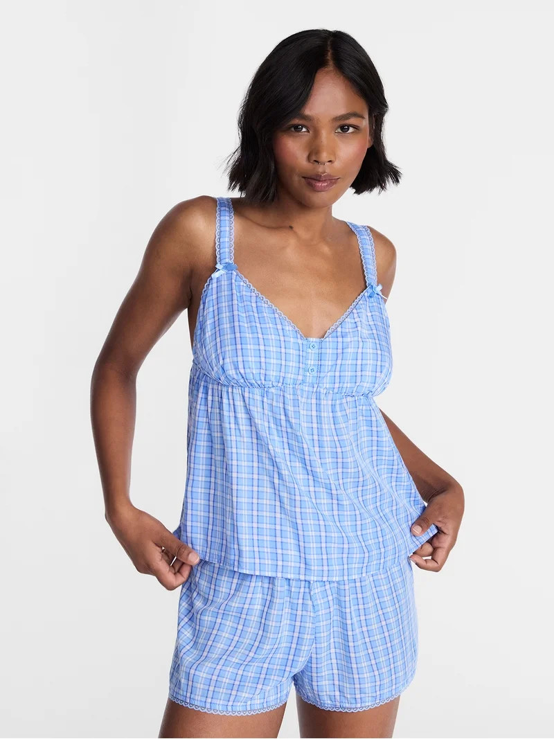 No Boundaries Woven Cami Top and Shorts Sleep Set, 2-Piece, Women's XS-XXL | Walmart (US)