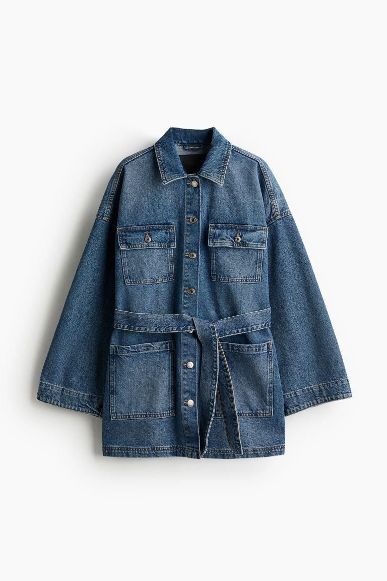 Tie-Belt Denim Jacket - Denim blue - Ladies | H&M US | H&M (US + CA)