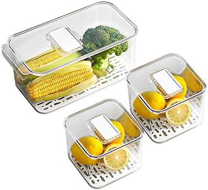 MineSign Refrigerator Organizer Bins with Lids and Removable Drain Tray Food Storage Containers F... | Amazon (US)