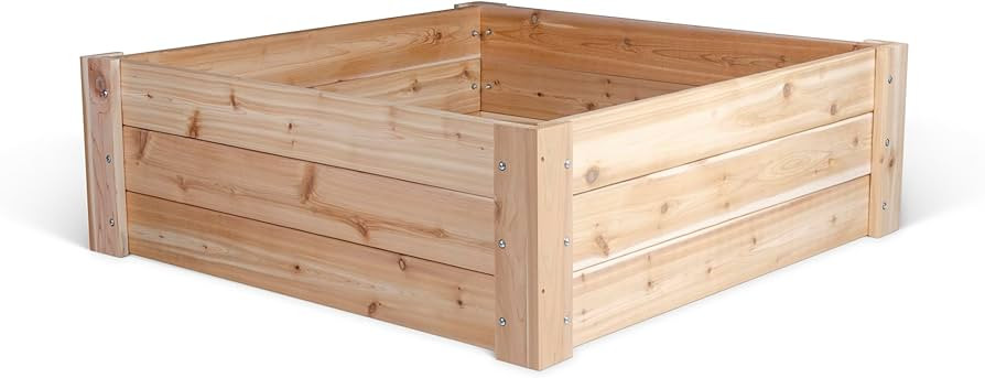 Infinite Cedar Premium Cedar Raised Garden Bed - 4' x 4' x 16.5" H - 1" Thick Wood | Amazon (US)