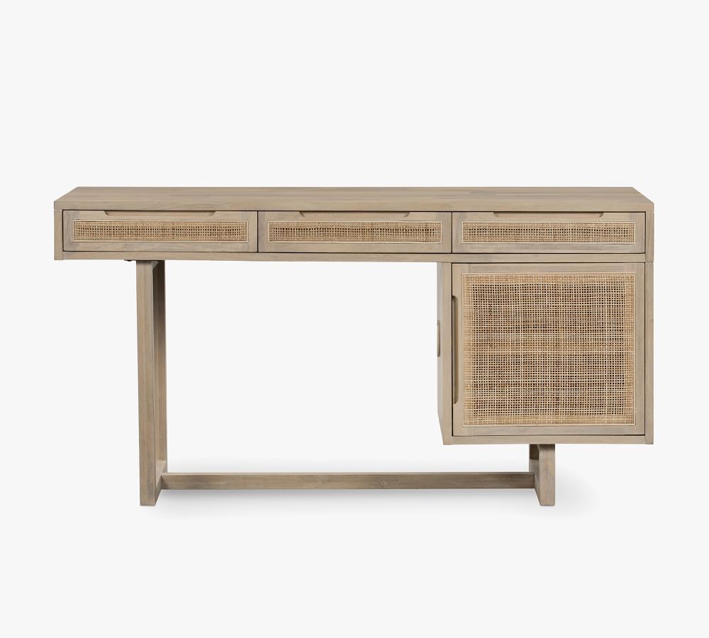 Dolores 58" Cane Writing Desk with Storage | Pottery Barn (US)