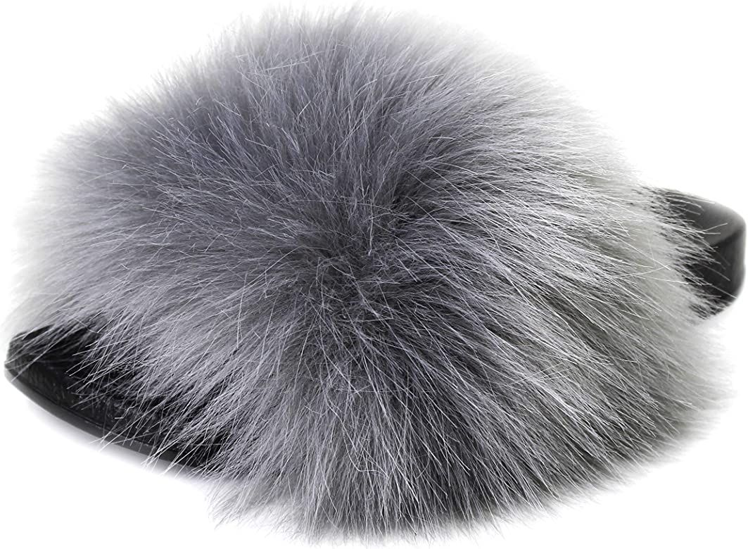 NewYouDirect Fur Slides for Women,Quality Long Fur Womens Slides Fuzzy Sandals Flip Flop Furry Slide | Amazon (US)