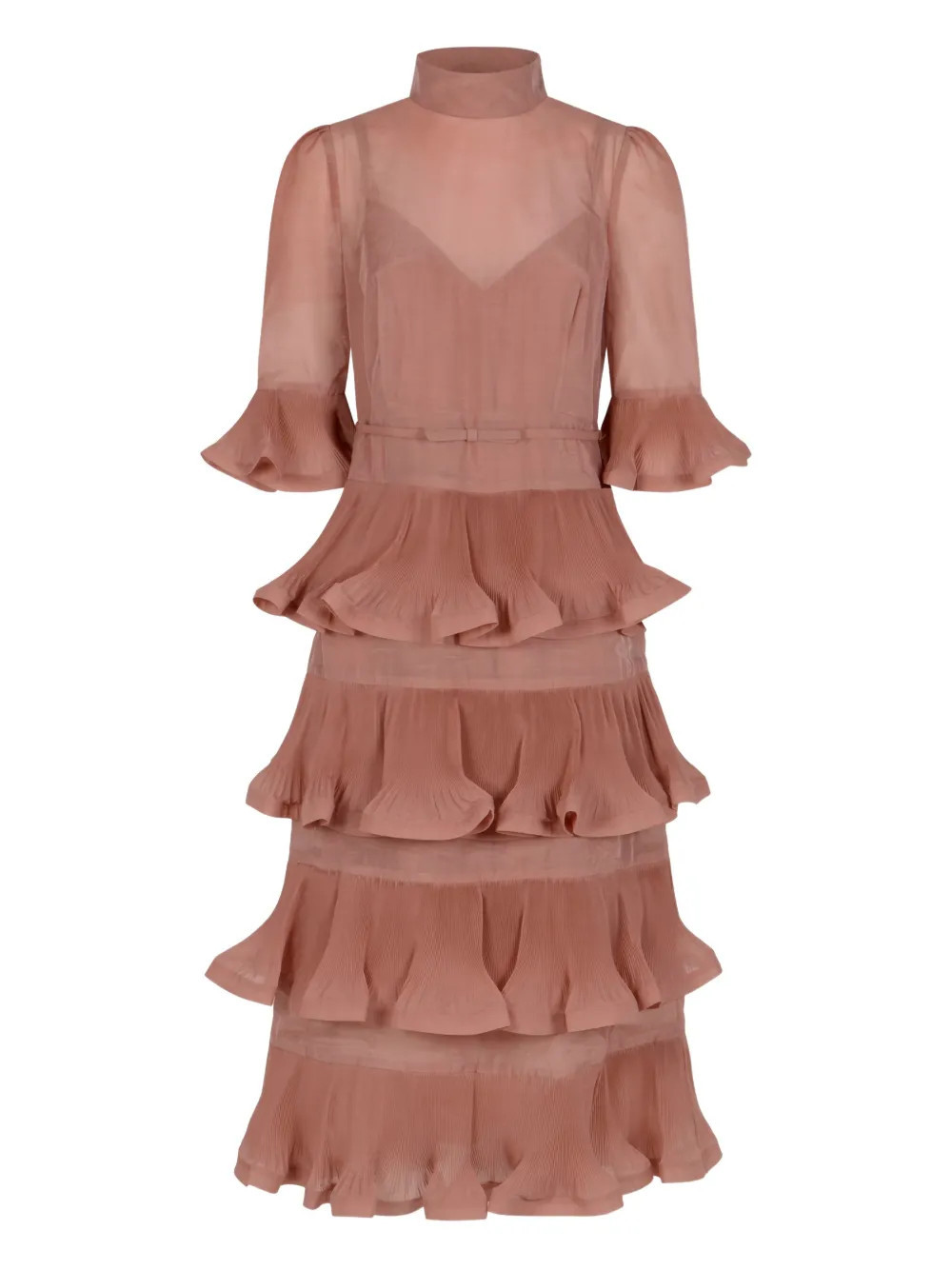 ZIMMERMANN ruffled tiered dress - Pink | Farfetch Global