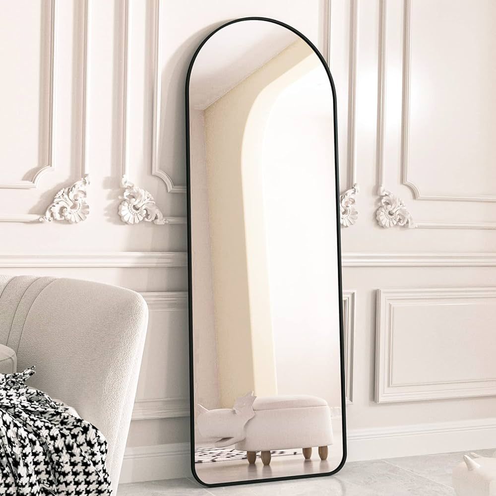 HARRITPURE 64"x21" Arched Full Length Mirror Floor Mirrors with Aluminum Alloy Frame Free-Standin... | Amazon (US)