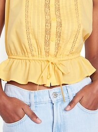 Tie-Waist Lace-Trim Top | Old Navy (US)