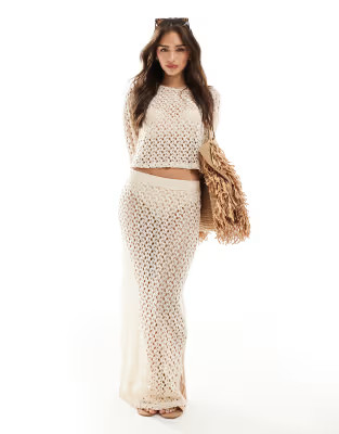 ONLY crochet maxi skirt co-ord in cream | ASOS (Global)