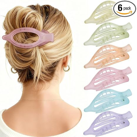 Flat Hair Clips for Women - 6 PCS French Flat Claw Clips Medium Hair Clips for Girls Large Hair C... | Amazon (US)