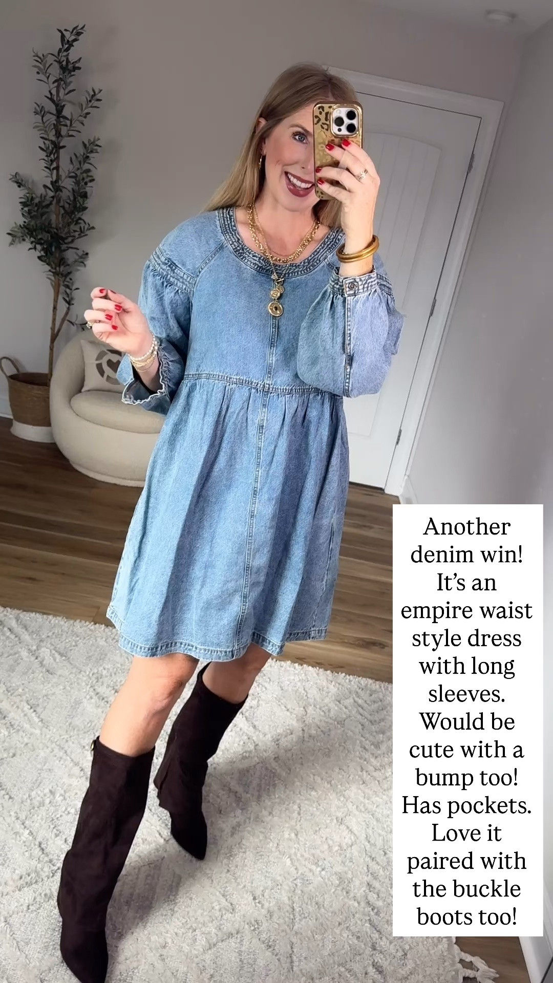 Scenario denim mini dress and knee high boots from Walmart

#LTKgrwm #LTKootd