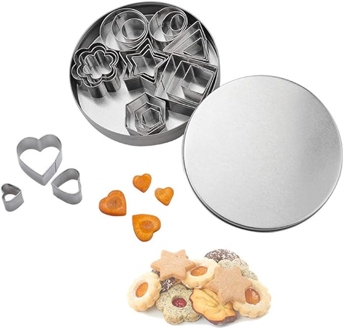 Mini Cookie Cutter Shapes Set - 24 Pieces Stainless Steel Metal Small Molds - Flower, Heart, Star... | Amazon (US)