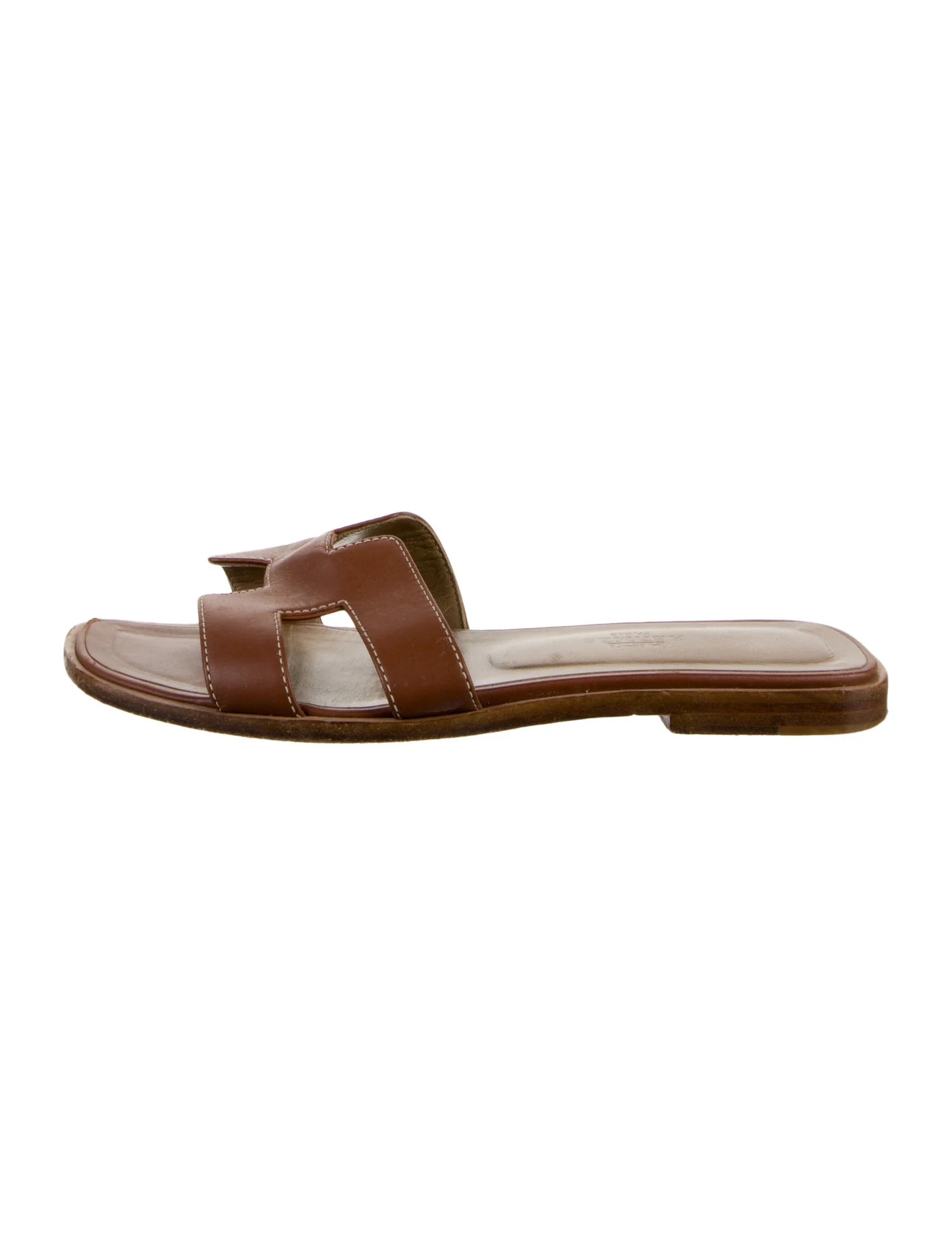 Hermès Oran H Logo Slides - Brown Sandals, Shoes - HER805473 | The RealReal | The RealReal