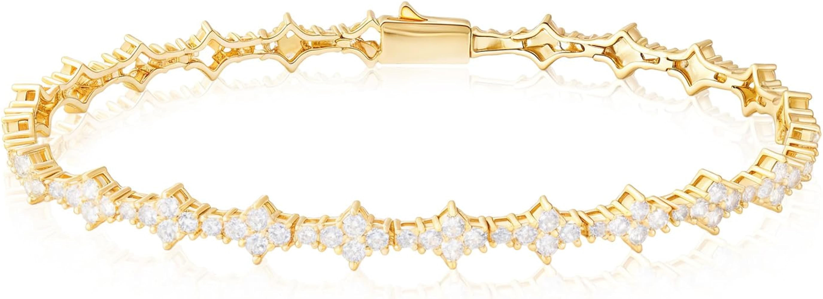 Star Tennis Bracelet for Men Women - 6mm Sparkling Iced Out 18K Gold Plated 5A+ Black/Cubic Zirco... | Amazon (US)