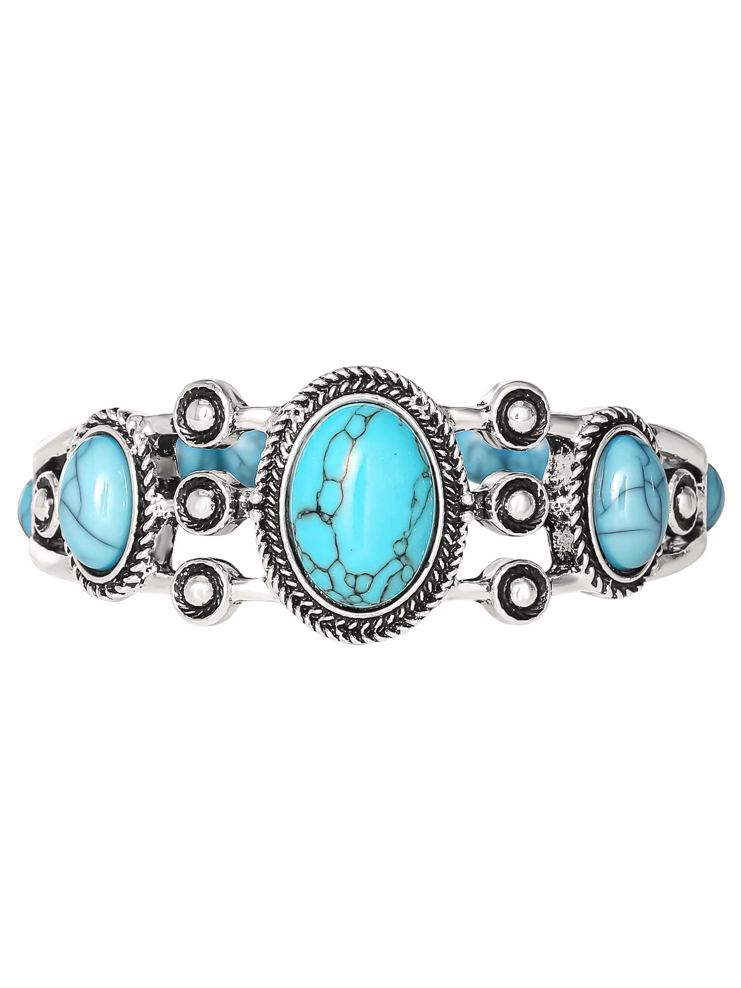 Jessica Simpson Faux Turquoise Stone Stretch Bracelet | Walmart (US)