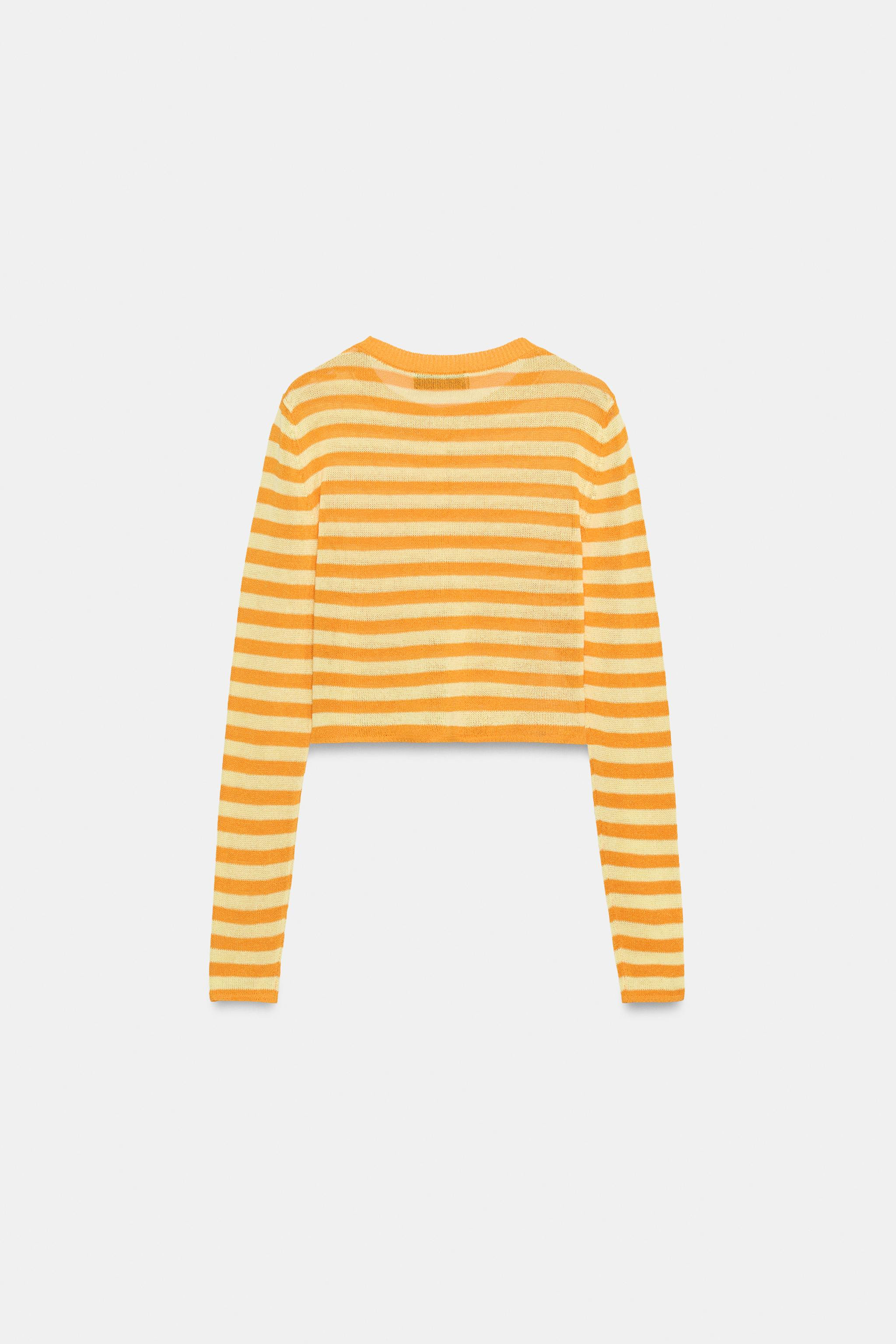 STRIPED CROPPED KNIT JACKET | Zara US