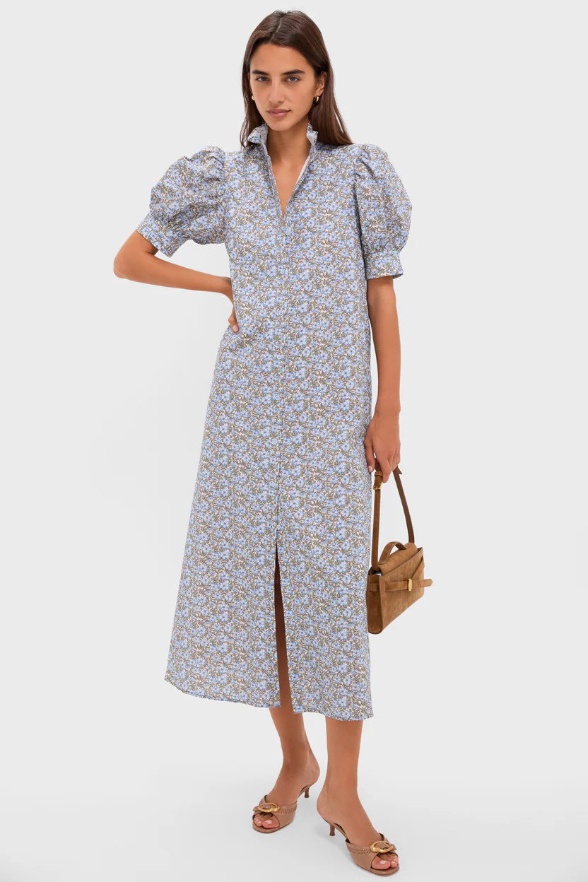 Dusty Blue & Brown Floral Louisa Maxi Dress | Tuckernuck (US)