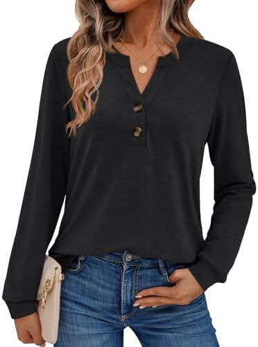 AUTOMET Womens Tops Long Sleeve Shirts Fall Fashion Clothes Henley Dressy Casual Blouses Trendy 2... | Amazon (US)