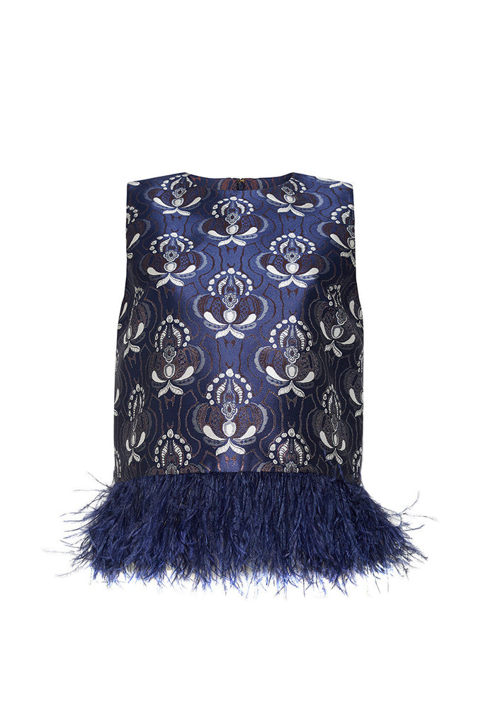 Belmond Top in Vintage Deco Navy | Over The Moon